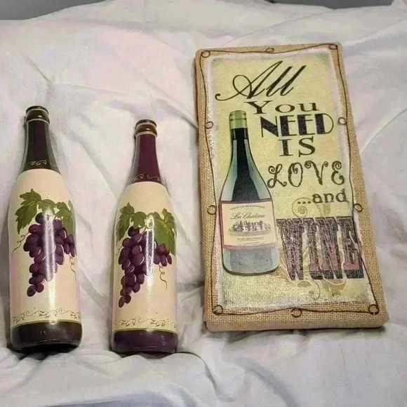 Other - Wine Bottles and Canvas Decor